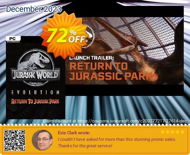 Jurassic World Evolution PC: Return To Jurassic Park DLC umwerfenden Promotionsangebot Bildschirmfoto