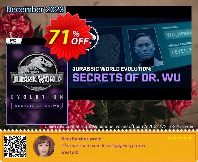 Jurassic World Evolution PC: Secrets of Dr Wu DLC 惊人 产品销售 软件截图