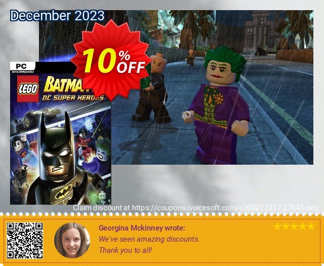 Lego Batman 2: DC Super Heroes (PC) discount 10% OFF, 2024 April Fools' Day promo. Lego Batman 2: DC Super Heroes (PC) Deal