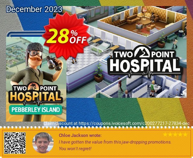 Two Point Hospital PC Pebberley Island DLC menakuntukan promosi Screenshot
