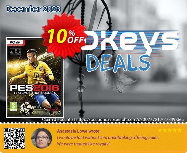 Pro Evolution Soccer (PES) 2016 PC discount 10% OFF, 2022 Happy New Year discount. Pro Evolution Soccer (PES) 2016 PC Deal