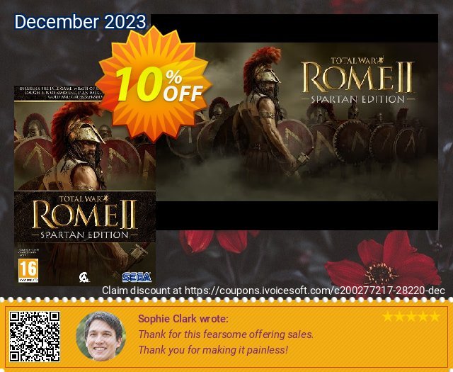 Total War: Rome II 2 – Spartan Edition PC discount 10% OFF, 2024 World Heritage Day offering sales. Total War: Rome II 2 – Spartan Edition PC Deal