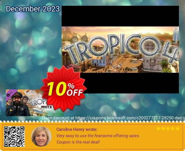 Tropico 4 Junta Military DLC PC discount 10% OFF, 2024 Good Friday promo sales. Tropico 4 Junta Military DLC PC Deal