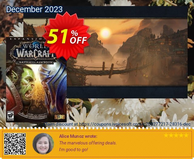 World of Warcraft Battle for Azeroth DLC PC (US) discount 51% OFF, 2024 April Fools' Day discounts. World of Warcraft Battle for Azeroth DLC PC (US) Deal