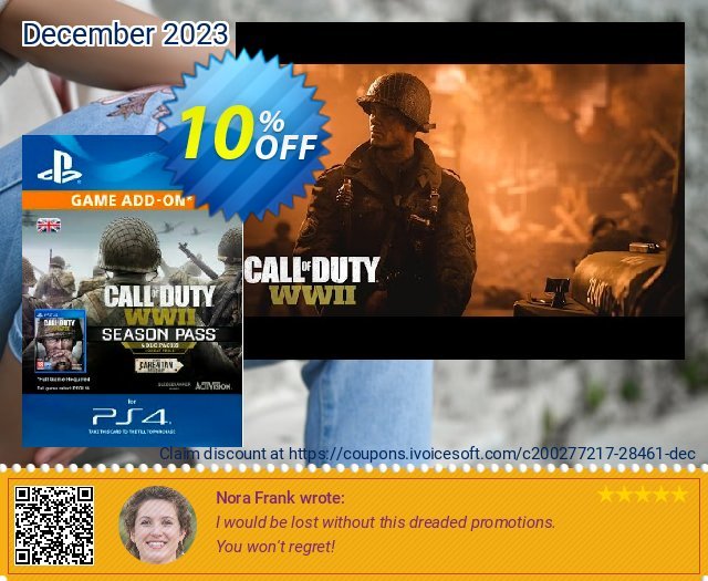 Call of Duty (COD) WWII - Season Pass PS4 discount 10% OFF, 2024 April Fools' Day offering sales. Call of Duty (COD) WWII - Season Pass PS4 Deal