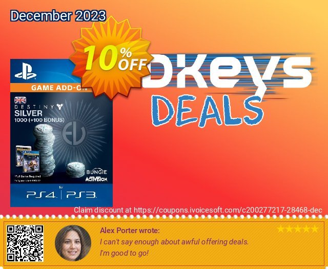 Destiny Silver 1000 (+100) PS3/PS4 discount 10% OFF, 2024 World Ovarian Cancer Day promotions. Destiny Silver 1000 (+100) PS3/PS4 Deal