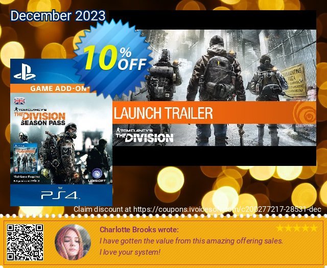 Tom Clancy's The Division Season Pass PS4 discount 10% OFF, 2024 Easter discount. Tom Clancy's The Division Season Pass PS4 Deal