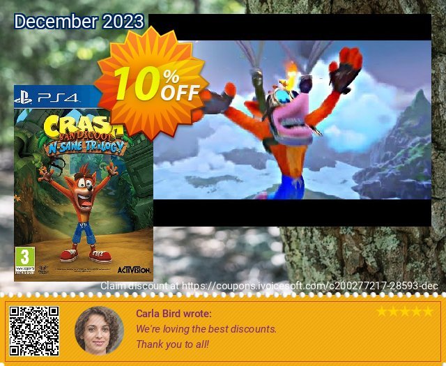 Crash Bandicoot N. Sane Trilogy PS4 discount 10% OFF, 2022 Happy New Year offering deals. Crash Bandicoot N. Sane Trilogy PS4 Deal