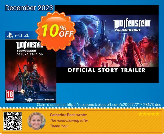 Wolfenstein: Youngblood Deluxe Edition PS4 (EU) discount 10% OFF, 2024 April Fools' Day offering sales. Wolfenstein: Youngblood Deluxe Edition PS4 (EU) Deal
