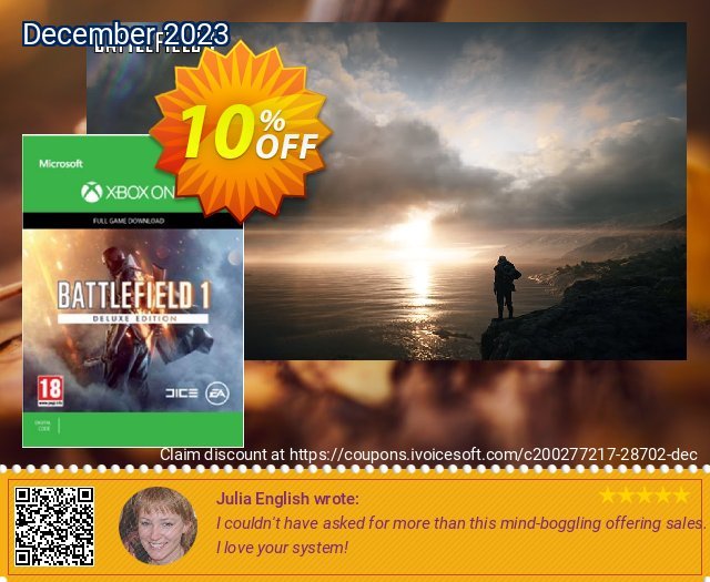 Battlefield 1 Deluxe Edition Xbox One discount 10% OFF, 2022 Int's Beer Day promo. Battlefield 1 Deluxe Edition Xbox One Deal