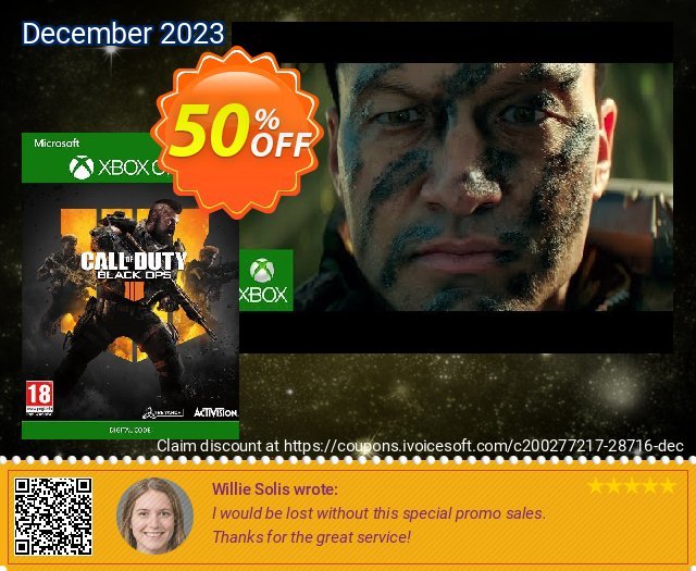 Call of Duty Black Ops 4 Xbox One (US) discount 50% OFF, 2024 April Fools' Day promotions. Call of Duty Black Ops 4 Xbox One (US) Deal