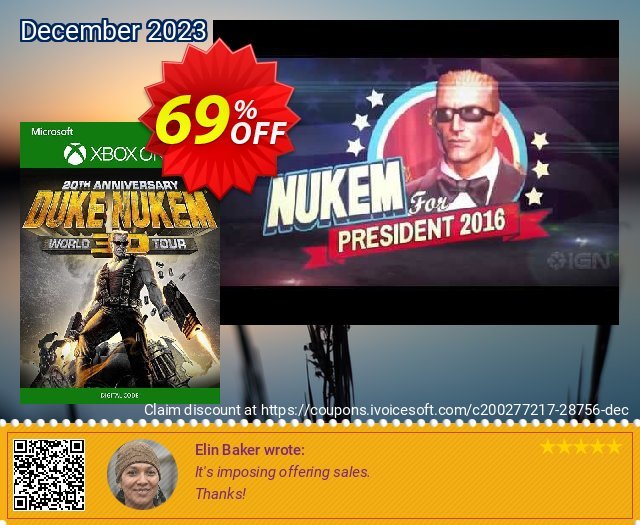 Duke Nukem 3D 20th Anniversary World Tour Xbox One (UK) discount 69% OFF, 2024 April Fools' Day deals. Duke Nukem 3D 20th Anniversary World Tour Xbox One (UK) Deal