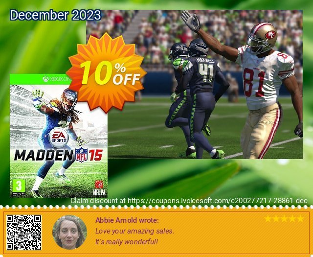Madden NFL 15 Xbox One - Digital Code exklusiv Verkaufsförderung Bildschirmfoto