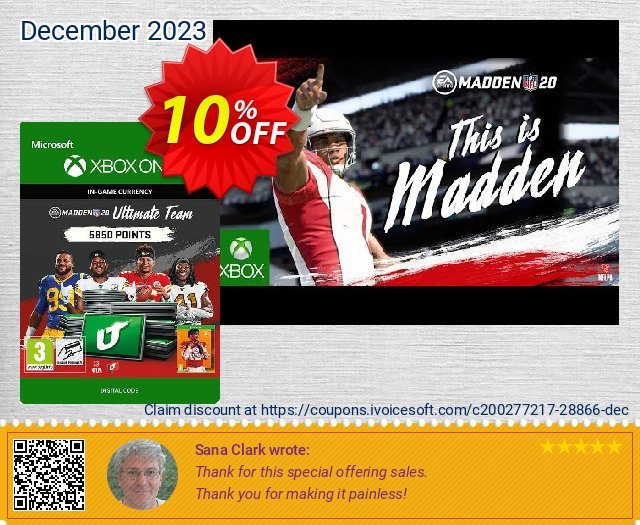 Madden NFL 20 5850 MUT Points Xbox One 令人敬畏的 优惠码 软件截图