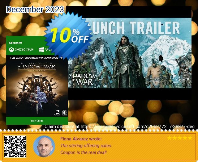 Middle-Earth: Shadow of War Gold Edition Xbox One / PC discount 10% OFF, 2022 Cycle to Work Day offering sales. Middle-Earth: Shadow of War Gold Edition Xbox One / PC Deal