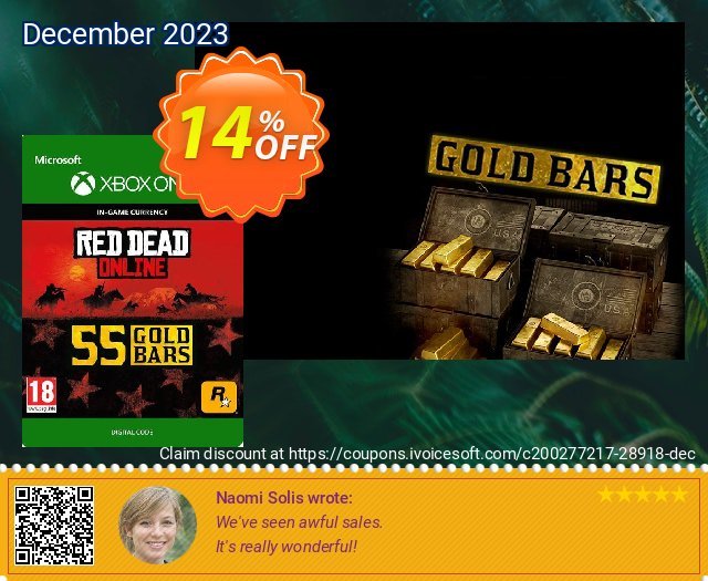 Red Dead Online: 55 Gold Bars Xbox One discount 14% OFF, 2024 April Fools' Day offering sales. Red Dead Online: 55 Gold Bars Xbox One Deal