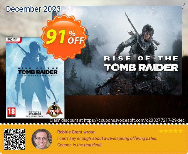 Rise of the Tomb Raider 20 Year Celebration PC discount 91% OFF, 2022 New Year offering sales. Rise of the Tomb Raider 20 Year Celebration PC Deal