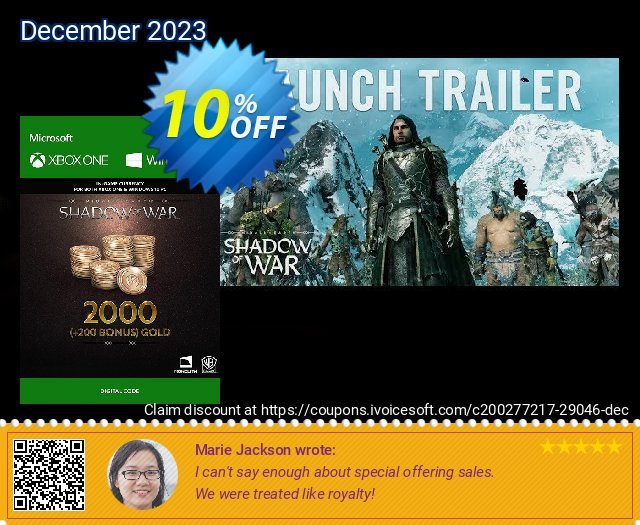 Middle-Earth: Shadow of War - 2200 Gold Xbox One discount 10% OFF, 2024 April Fools' Day offering deals. Middle-Earth: Shadow of War - 2200 Gold Xbox One Deal