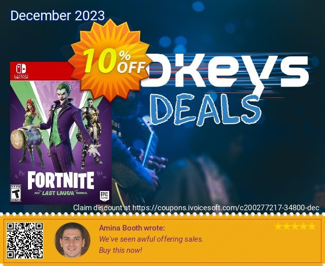 Fortnite: The Last Laugh Bundle Switch (US) discount 10% OFF, 2024 World Heritage Day discount. Fortnite: The Last Laugh Bundle Switch (US) Deal
