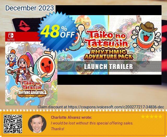 Taiko no Tatsujin Rhythmic Adventure Pack 2 Switch (EU) discount 48% OFF, 2022 Global Running Day discount. Taiko no Tatsujin Rhythmic Adventure Pack 2 Switch (EU) Deal 2022 CDkeys