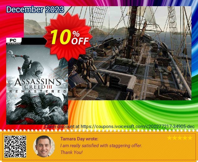 Assassin's Creed III Remastered PC discount 10% OFF, 2022 Happy New Year offering sales. Assassin&#039;s Creed III Remastered PC Deal 2022 CDkeys