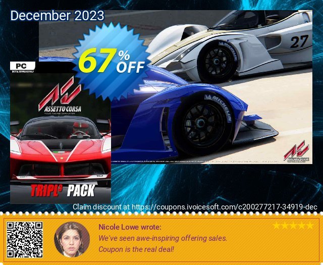 Assetto Corsa -Tripl3 Pack PC - DLC discount 67% OFF, 2024 Mother Day offering sales. Assetto Corsa -Tripl3 Pack PC - DLC Deal 2024 CDkeys