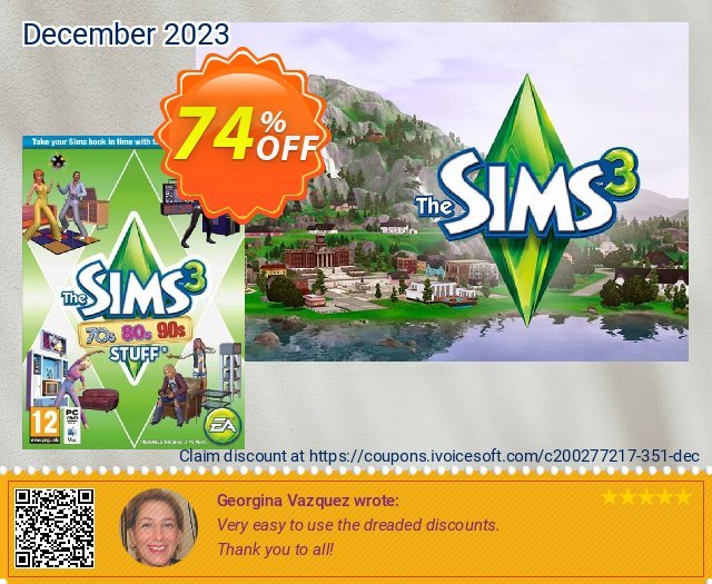 The Sims 3: 70s, 80s and 90s Stuff PC discount 74% OFF, 2024 Easter promo. The Sims 3: 70s, 80s and 90s Stuff PC Deal