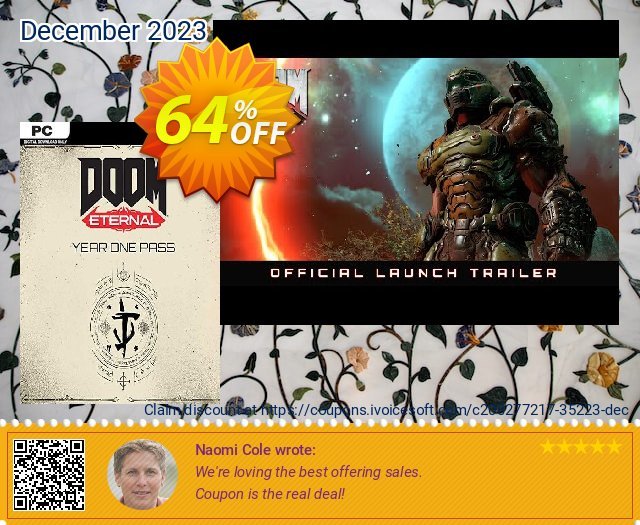 DOOM Eternal - Year One Pass PC (EMEA) discount 64% OFF, 2024 April Fools' Day promo sales. DOOM Eternal - Year One Pass PC (EMEA) Deal 2024 CDkeys