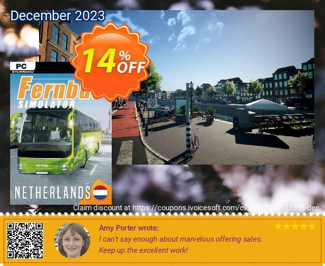Fernbus Simulator - Netherlands PC - DLC discount 14% OFF, 2024 April Fools' Day promo sales. Fernbus Simulator - Netherlands PC - DLC Deal 2024 CDkeys