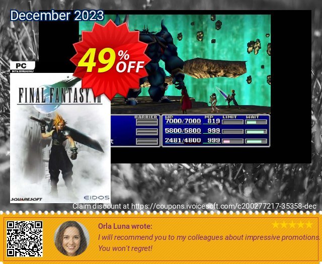 Final Fantasy VII PC discount 49% OFF, 2024 Resurrection Sunday offering sales. Final Fantasy VII PC Deal 2024 CDkeys
