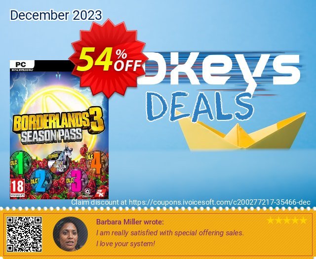 Borderlands 3 - Season Pass PC (Steam) discount 54% OFF, 2024 April Fools' Day offering discount. Borderlands 3 - Season Pass PC (Steam) Deal 2024 CDkeys