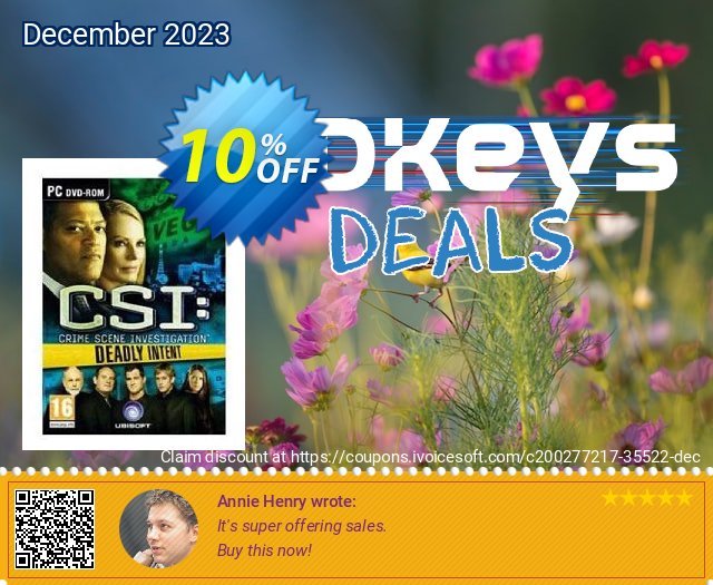 CSI: Crime Scene Investigation - Deadly Intent (PC) discount 10% OFF, 2024 World Press Freedom Day offering discount. CSI: Crime Scene Investigation - Deadly Intent (PC) Deal 2024 CDkeys