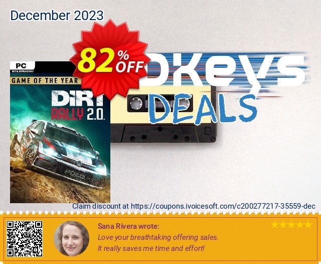 Dirt Rally 2.0 Game of the Year Edition PC discount 82% OFF, 2024 Spring offer. Dirt Rally 2.0 Game of the Year Edition PC Deal 2024 CDkeys