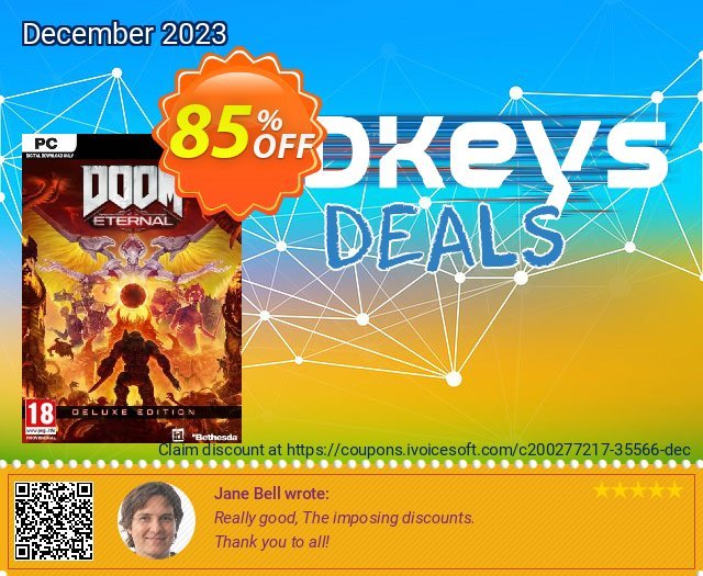 DOOM Eternal - Deluxe Edition PC (STEAM) discount 85% OFF, 2024 April Fools' Day offering sales. DOOM Eternal - Deluxe Edition PC (STEAM) Deal 2024 CDkeys