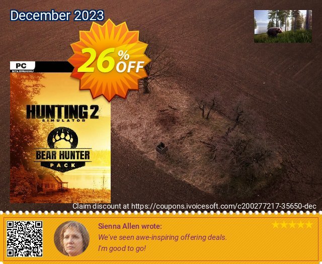 Hunting Simulator 2 Bear Hunter Pack PC-DLC eksklusif voucher promo Screenshot