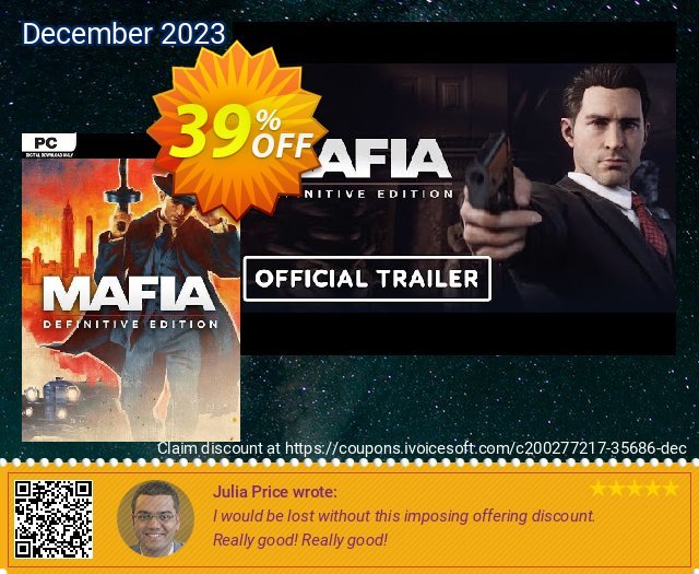 Mafia: Definitive Edition PC (EU) discount 39% OFF, 2024 April Fools' Day offering sales. Mafia: Definitive Edition PC (EU) Deal 2024 CDkeys