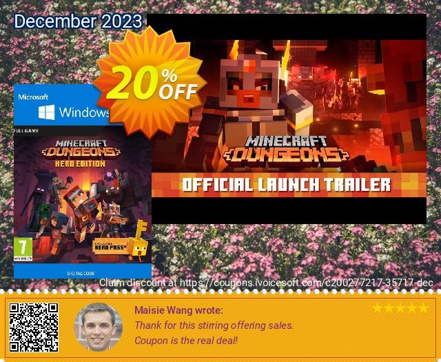 Minecraft Dungeons: Hero Edition - Windows 10 PC (UK) discount 20% OFF, 2024 Easter Day promo. Minecraft Dungeons: Hero Edition - Windows 10 PC (UK) Deal 2024 CDkeys