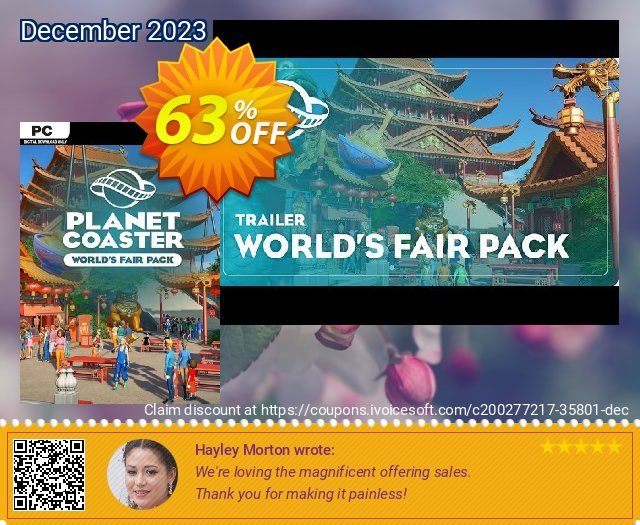 Planet Coaster PC - World's Fair Pack DLC discount 63% OFF, 2024 April Fools' Day offering sales. Planet Coaster PC - World&#039;s Fair Pack DLC Deal 2024 CDkeys