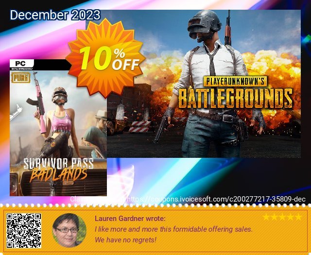 PlayerUnknowns Battlegrounds (PUBG) PC Survivor Pass 5: Badlands DLC discount 10% OFF, 2024 Spring offering sales. PlayerUnknowns Battlegrounds (PUBG) PC Survivor Pass 5: Badlands DLC Deal 2024 CDkeys
