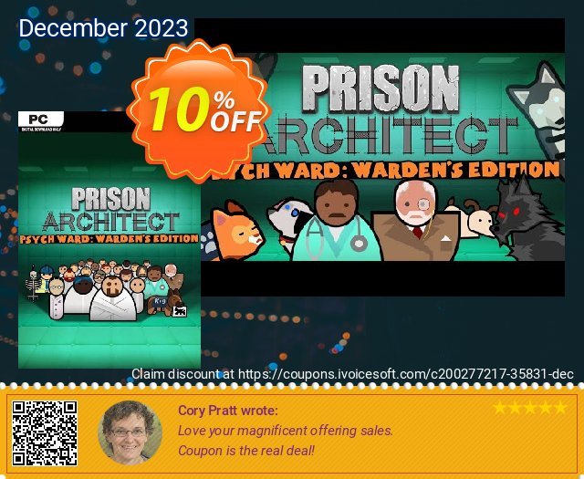 Prison Architect - Psych Ward Wardens Edition PC-DLC discount 10% OFF, 2024 April Fools' Day promo. Prison Architect - Psych Ward Wardens Edition PC-DLC Deal 2024 CDkeys