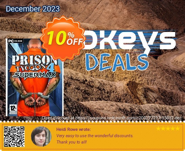 Prison Tycoon 4: SuperMax (PC) discount 10% OFF, 2024 World Press Freedom Day offering sales. Prison Tycoon 4: SuperMax (PC) Deal 2024 CDkeys
