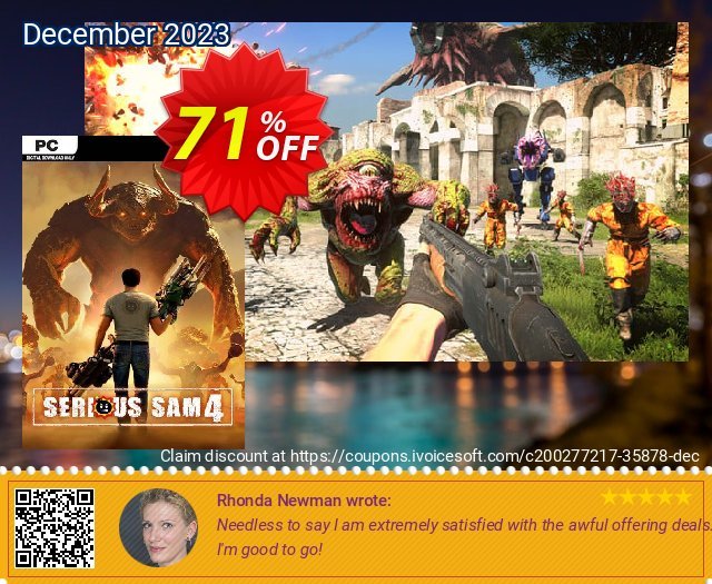 Serious Sam 4 PC discount 71% OFF, 2024 IT Professionals Day discount. Serious Sam 4 PC Deal 2024 CDkeys