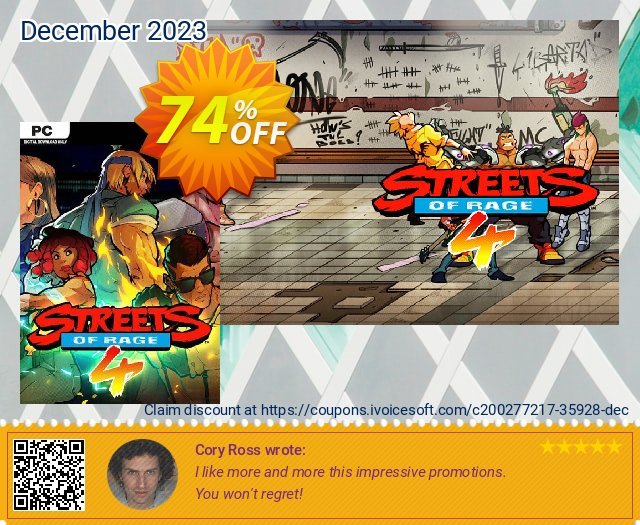 Streets of Rage 4 PC discount 74% OFF, 2024 April Fools' Day offering sales. Streets of Rage 4 PC Deal 2024 CDkeys