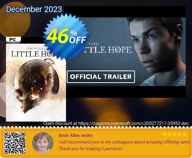 The Dark Pictures Anthology: Little Hope PC discount 46% OFF, 2024 Resurrection Sunday offering sales. The Dark Pictures Anthology: Little Hope PC Deal 2024 CDkeys
