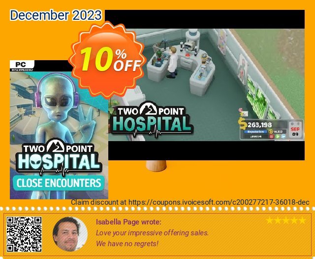 Two Point Hospital PC - Close Encounters DLC (EU) menakuntukan kode voucher Screenshot