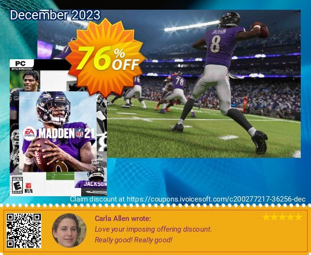 Madden NFL 21 PC (EN) discount 76% OFF, 2024 April Fools' Day offering sales. Madden NFL 21 PC (EN) Deal 2024 CDkeys