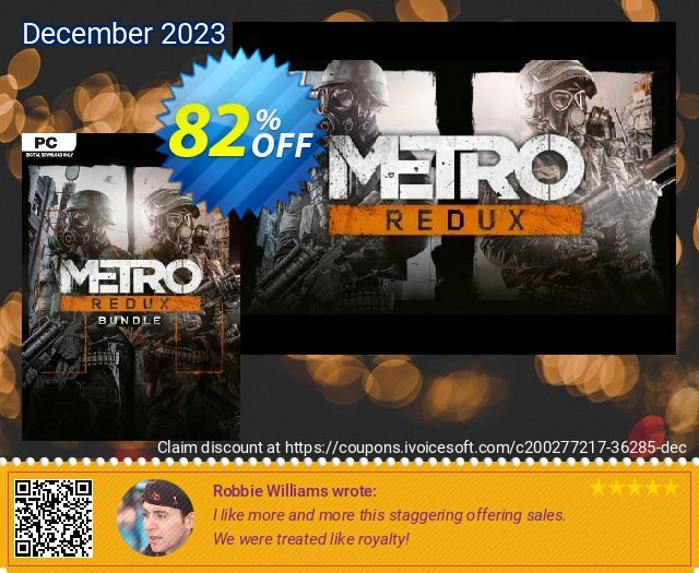Metro Redux Bundle PC (EU) discount 82% OFF, 2024 World Heritage Day offering deals. Metro Redux Bundle PC (EU) Deal 2024 CDkeys