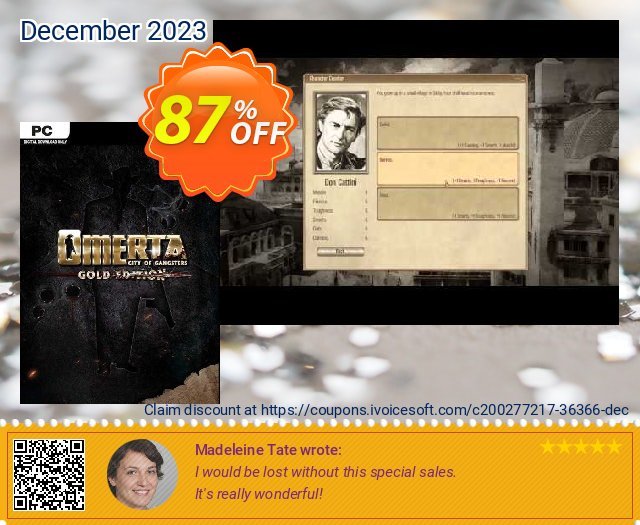Omerta - City of Gangsters Gold Edition PC (EU) discount 87% OFF, 2024 Working Day offering sales. Omerta - City of Gangsters Gold Edition PC (EU) Deal 2024 CDkeys