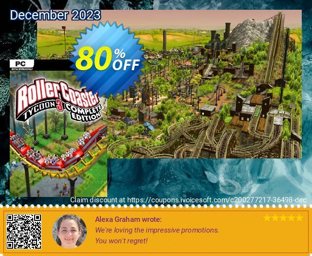 RollerCoaster Tycoon 3: Complete Edition PC discount 80% OFF, 2024 Resurrection Sunday offering sales. RollerCoaster Tycoon 3: Complete Edition PC Deal 2024 CDkeys