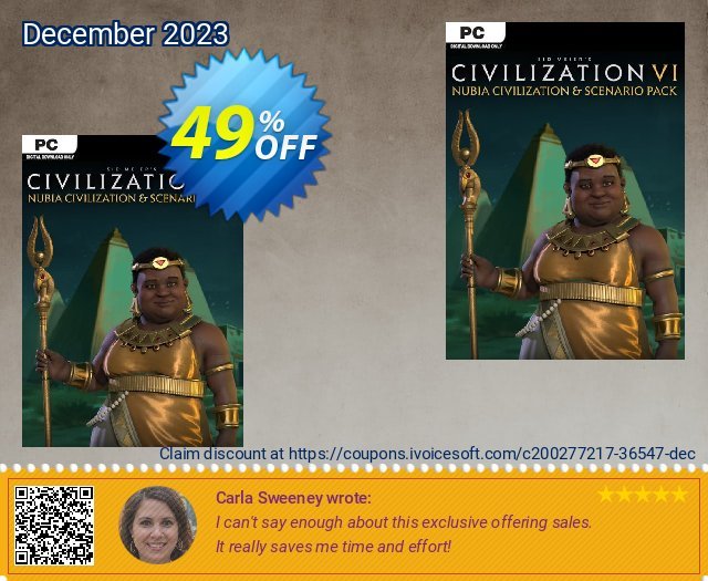 Sid Meier's Civilization VI 6: Nubia Civilization and Scenario Pack PC (WW) discount 49% OFF, 2024 Easter Day offer. Sid Meier&#039;s Civilization VI 6: Nubia Civilization and Scenario Pack PC (WW) Deal 2024 CDkeys
